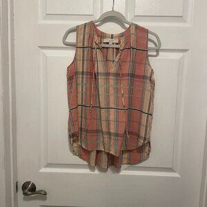 Loft Multi-Color Plaid Sleeveless Blouse- 25% Off Two or More Items